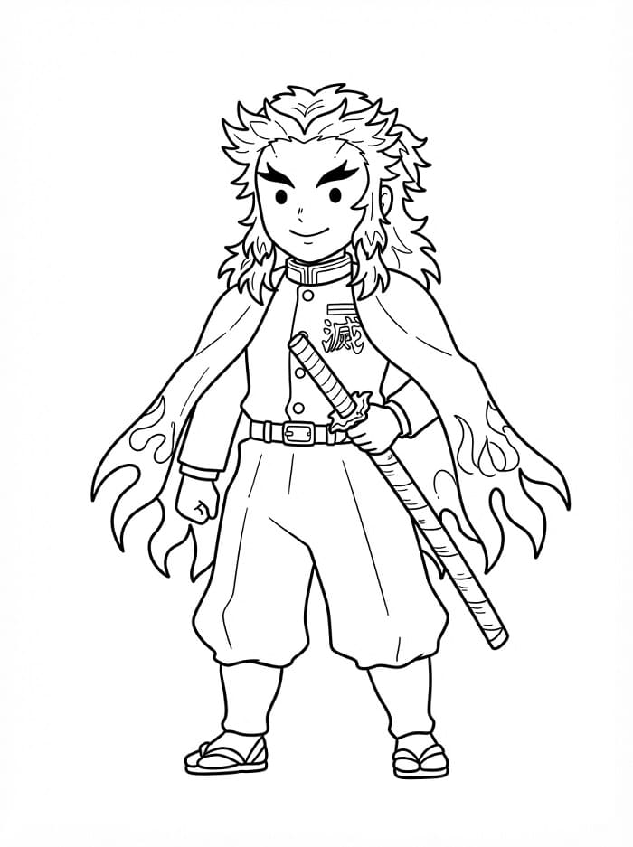 Tatlı Kyojuro Rengoku Boyama Sayfası