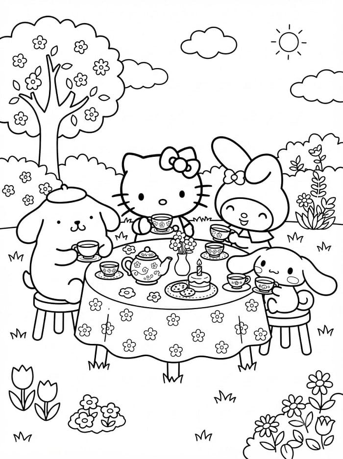 Tatlı Sanrio Boyama Sayfası