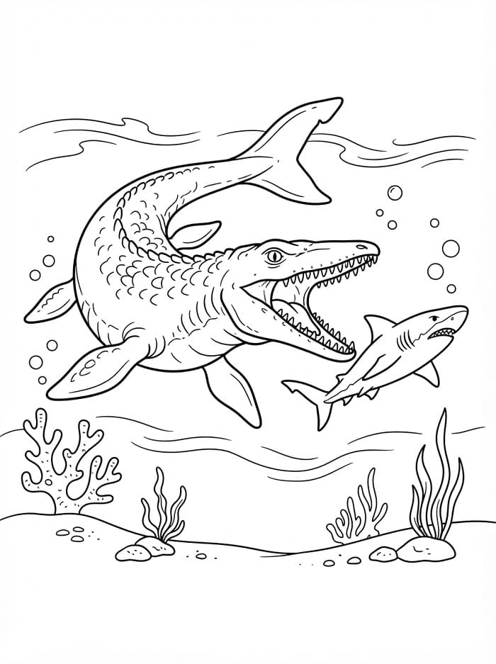 Ücretsiz Mosasaurus Boyama Sayfası