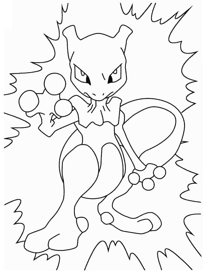 Ücretsiz Yazdırılabilir Mewtwo Boyama Sayfası