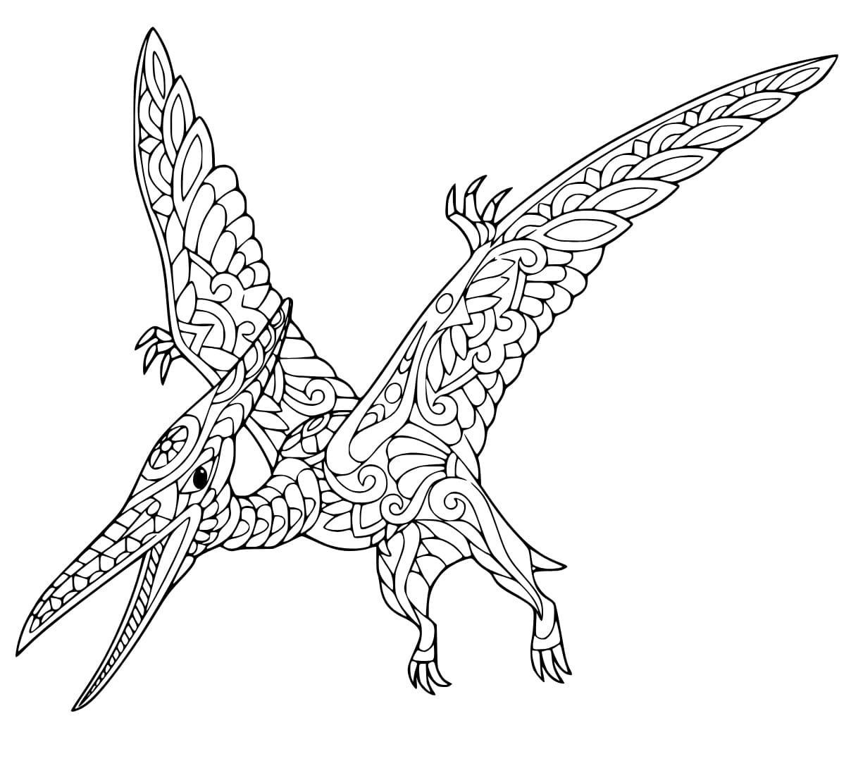 Ücretsiz Yazdırılabilir Pterodaktil Boyama Sayfası