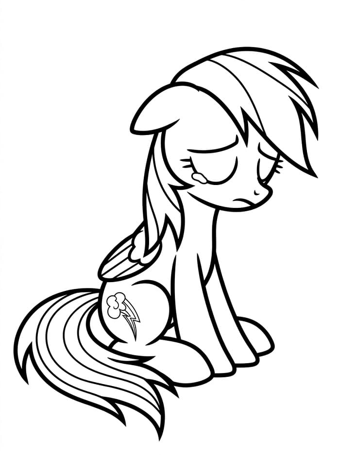 Üzgün Rainbow Dash Boyama Sayfası