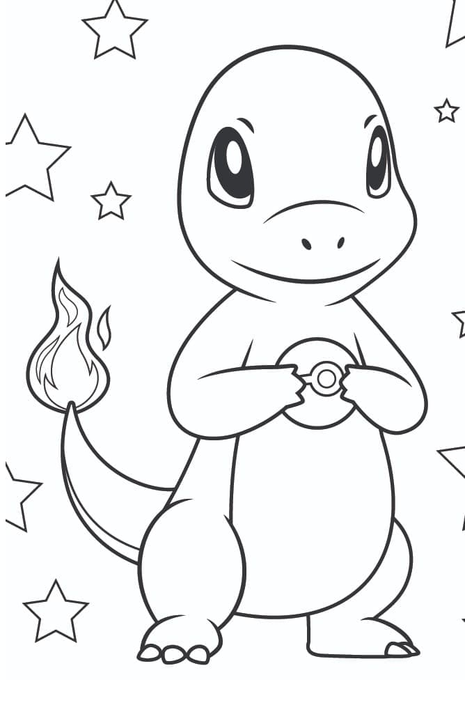 Yazdırılabilir Charmander Görsel Boyama Sayfası