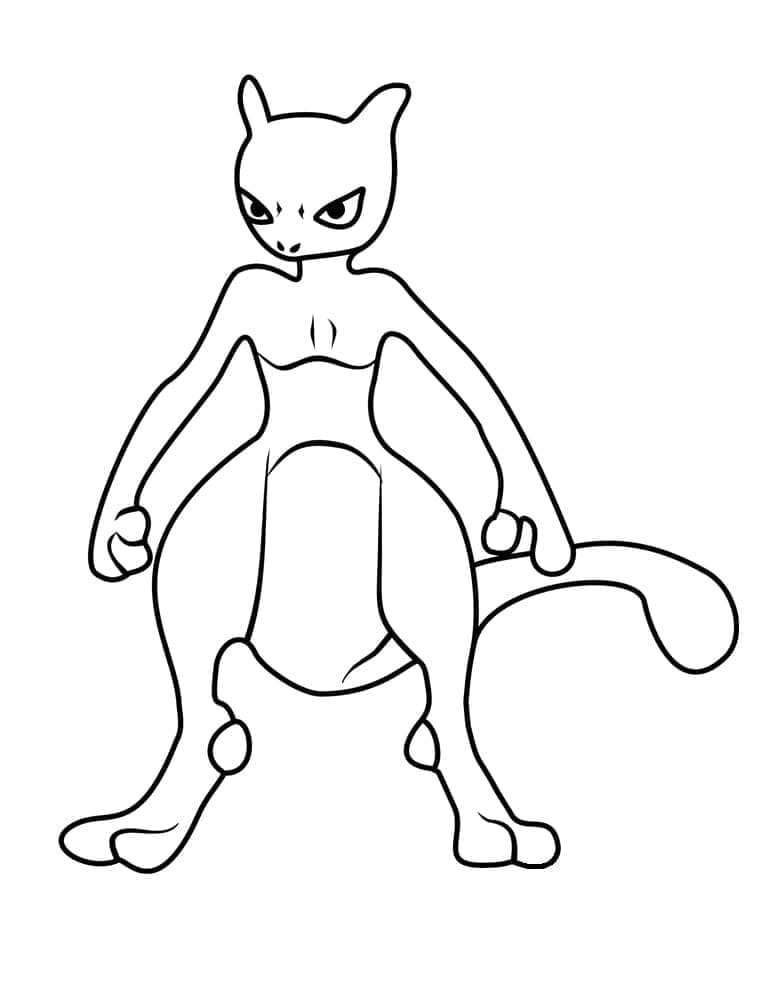 Yazdırılabilir Mewtwo Görsel Boyama Sayfası