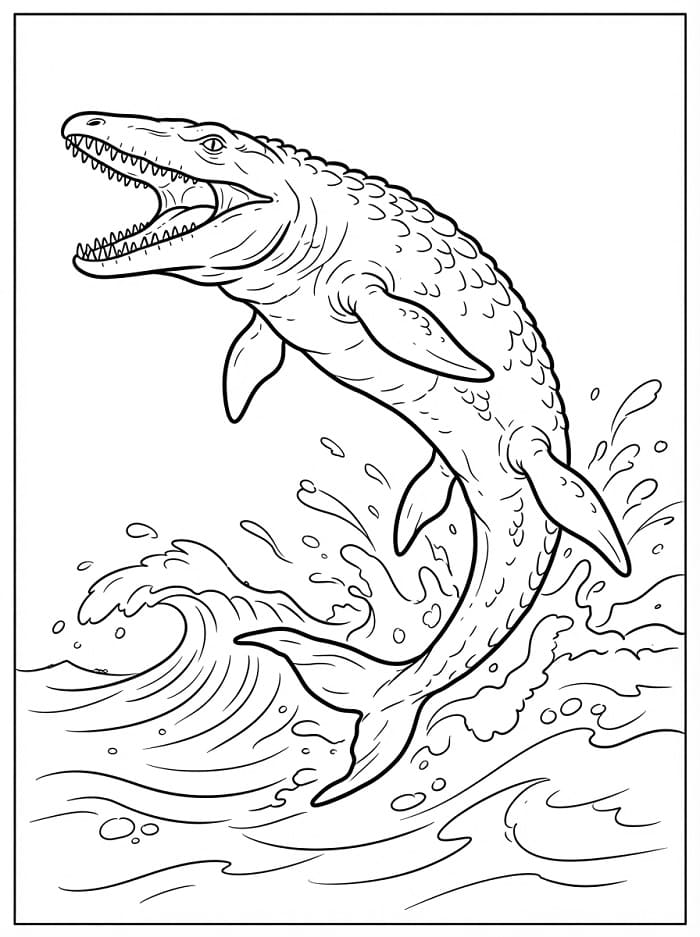 Yazdırılabilir Mosasaurus Boyama Sayfası