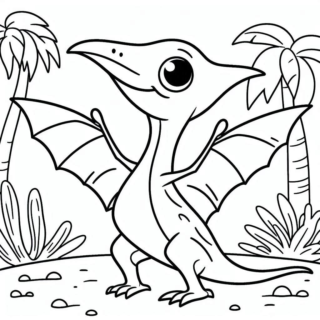 Yazdırılabilir Pterodaktil Boyama Sayfası