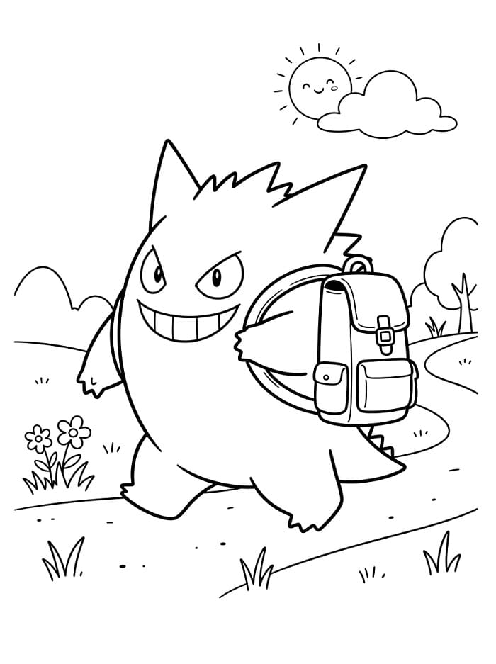 Yazdırılabilir Ücretsiz Gengar Boyama Sayfası