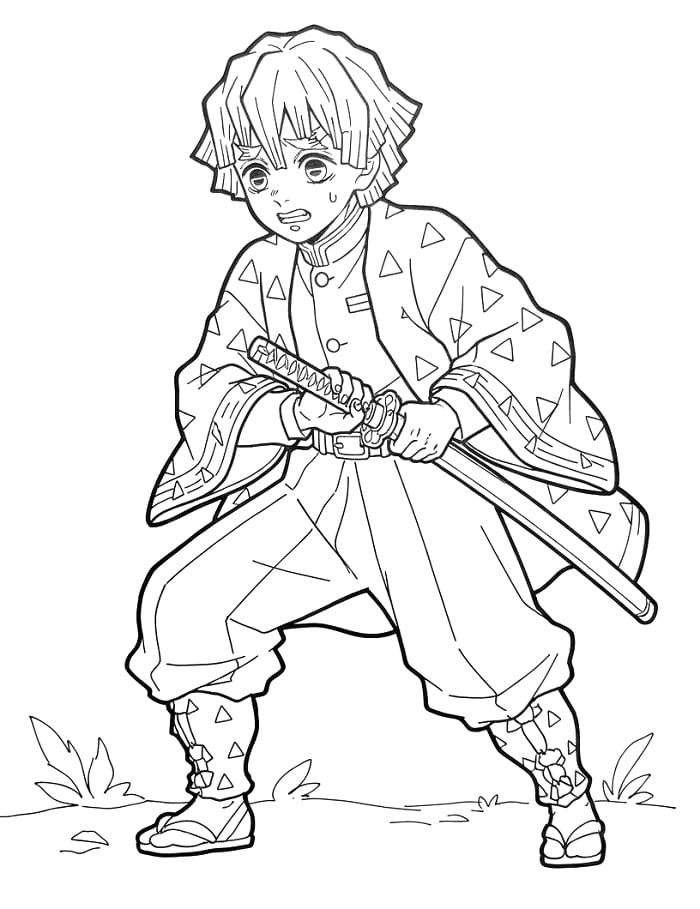 Zenitsu Anime Demon Slayer Boyama Sayfası