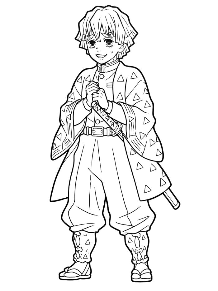 Zenitsu Demon Slayer Boyama Sayfası