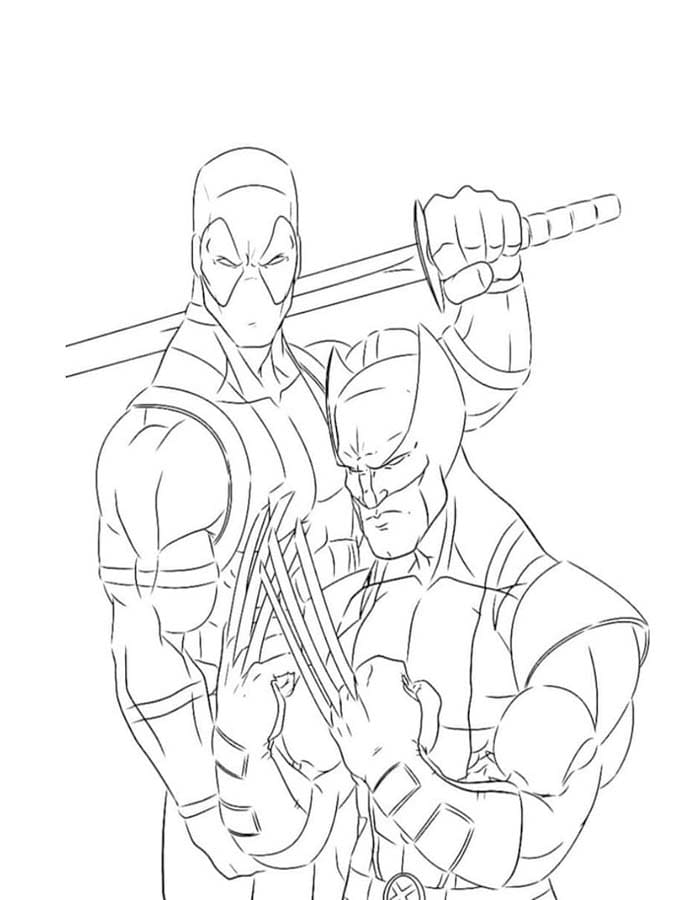 Deadpool ve Wolverine Boyama Sayfası