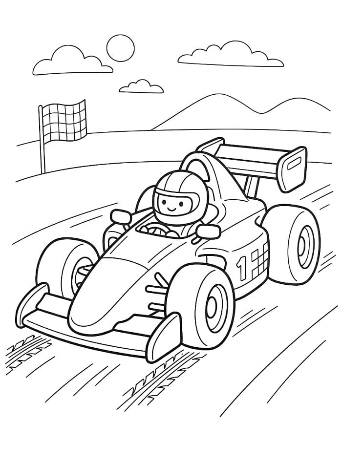 Formula 1 yarışta Boyama Sayfası