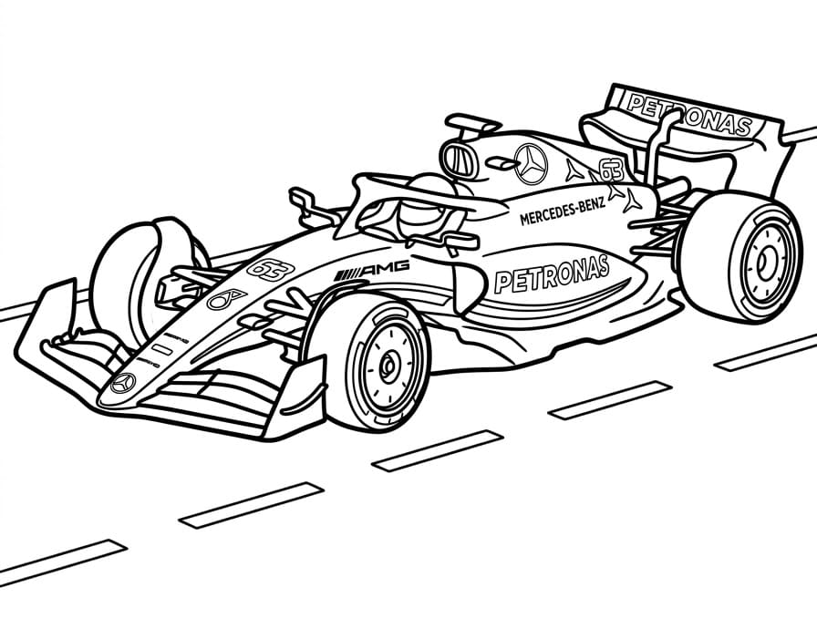 Formula 1 yolda Boyama Sayfası