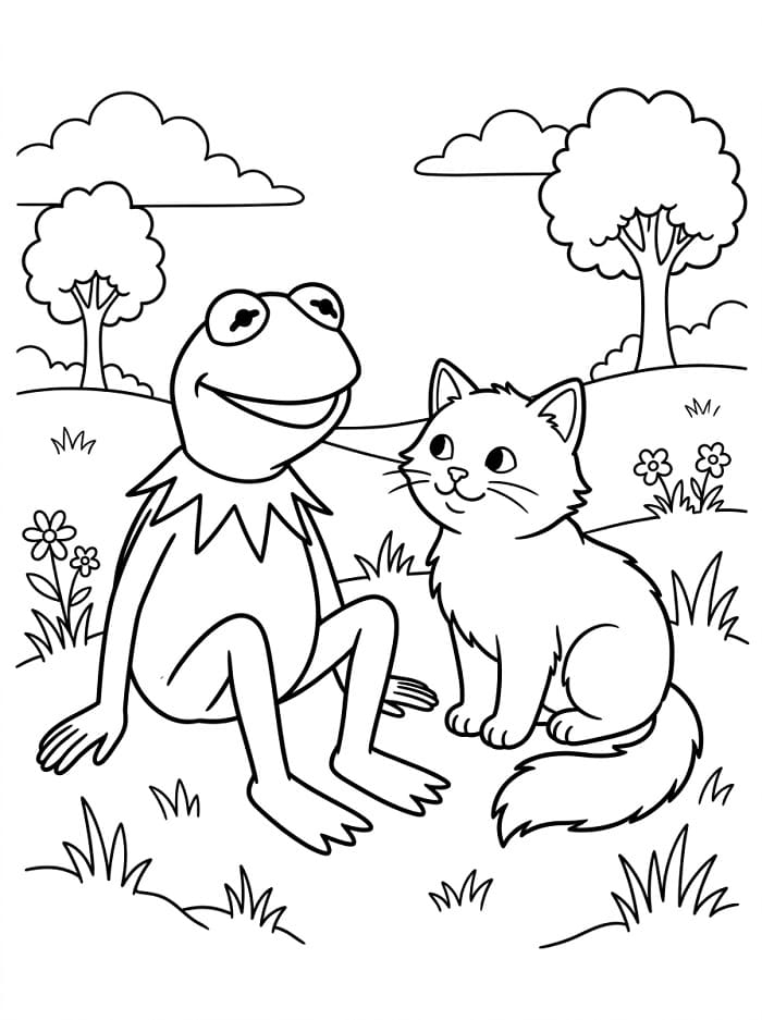 Kurbağa Kermit Ücretsiz Yazdırılabilir Boyama Sayfası