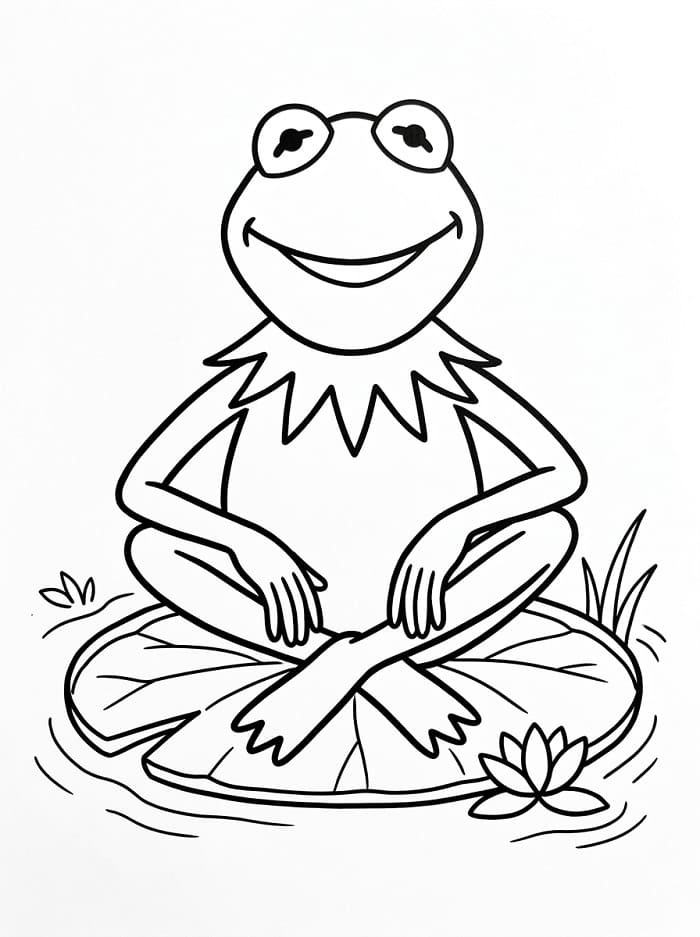 Kurbağa Kermit gülümsüyor Boyama Sayfası