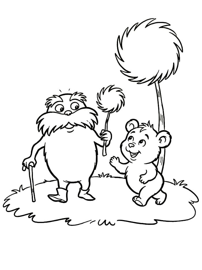 Lorax ve arkadaş Boyama Sayfası