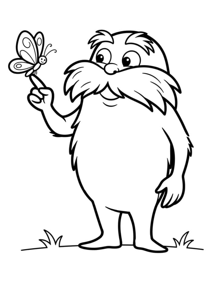 Lorax ve kelebek Boyama Sayfası