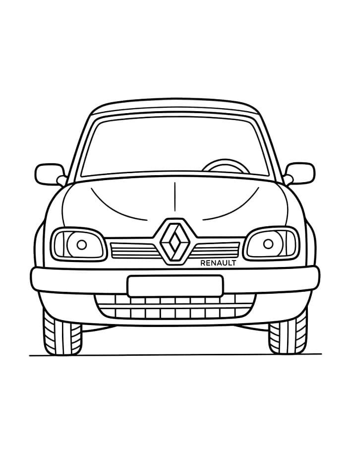 Renault Araba Ön Görünüm Boyama Sayfası