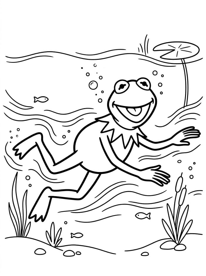 Yazdırılabilir Kurbağa Kermit Boyama Sayfası