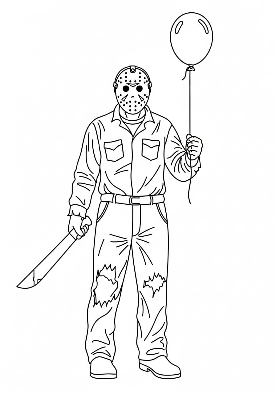 Jason Voorhees balonla Boyama Sayfası