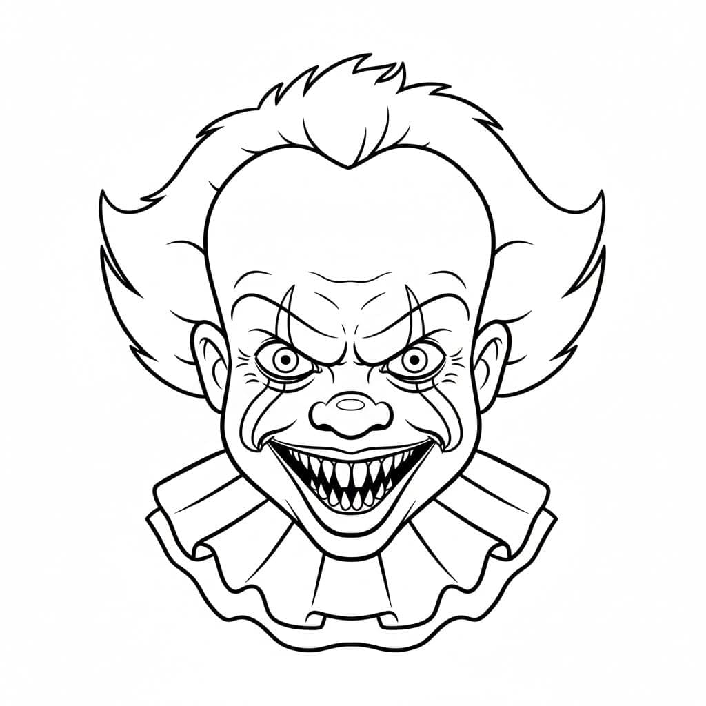 Korkunç Pennywise yüzü Boyama Sayfası