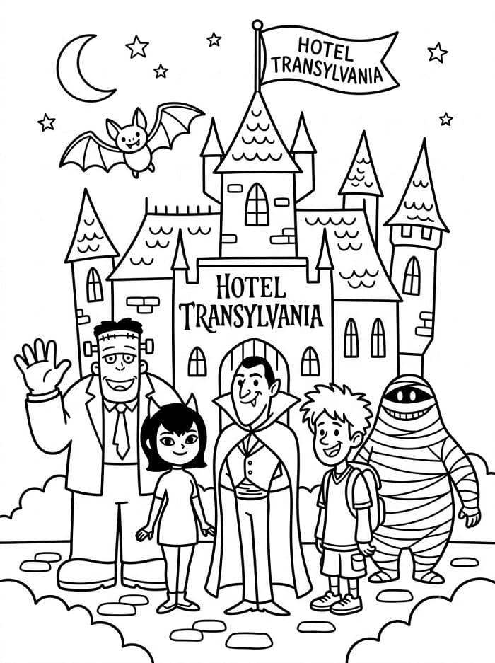 Otel Transilvanya Karakterleri Boyama Sayfası