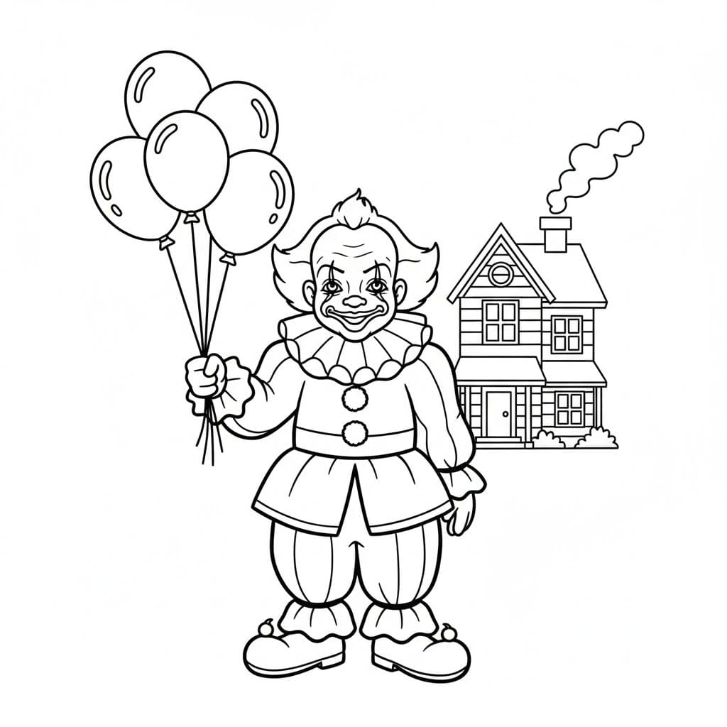 Pennywise ve balonlar Boyama Sayfası